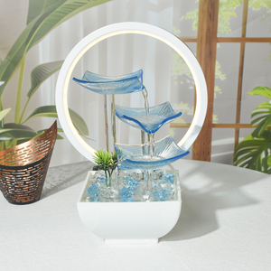 Ornement <span class=keywords><strong>d</strong></span>'<span class=keywords><strong>eau</strong></span> de table en verre bleu avec pierres en cristal acrylique, <span class=keywords><strong>d</strong></span>écoration <span class=keywords><strong>d</strong></span>'intérieur sur le thème de l'océan printemps-été - Product Image 3