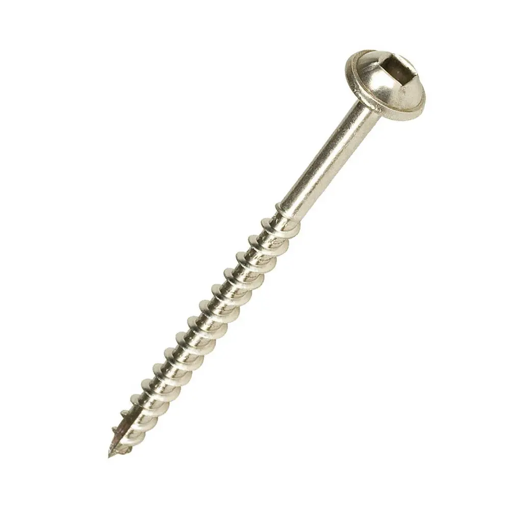 Wood Screws #8 x 1-14 Washer Head with Coarse Thread Square Driver Self Tapping for Indoor Use, Zinc Plated Pocket Hole Screws