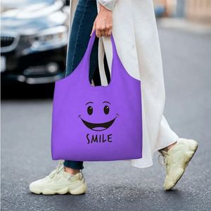 Sac de courses en toile de coton violet 100 % écologique, réutilisable, léger, de haute qualité, pour l'épicerie, vente en gros - Product Image 1