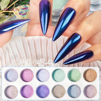 Poudre Magique Effet Miroir Optique Caméléon Changeant de Couleur pour Nail Art de Luxe avec Effet Miroir Diamant Brillant