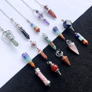 Bán Buôn Tay Khắc Chất Lượng Cao Tinh Thể Thạch Anh Con Lắc Đá Quý Wicca Cho Chữa Bệnh - Product Image 2