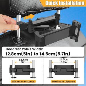 Soporte para Reposacabezas de Auto, Soporte para Tablet y Teléfono Móvil para Entretenimiento en el Asiento Trasero, Brazo de Extensión 3 en 1, Soporte Ajustable para Tablet en el Auto - Product Image 6