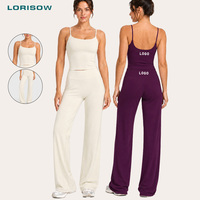 Set Yoga Wanita LORISOW Label Pribadi, Atasan Tali Tipis dan Celana Lebar untuk Koleksi Toko Fesyen Athleisure Online