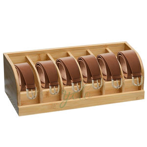 Présentoir Organisateur de ceinture en bambou naturel Support en bois pour tiroir Conteneurs de stockage Boîte avec 6 compartiments pour placard à la maison - Product Image 1