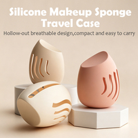 Étui de rangement en silicone pour éponge à maquillage, boîte de rangement pour éponge à maquillage, anti-poussière, portable, respirant, housse de protection en silicone