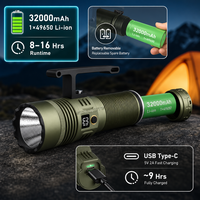 Lampe torche LED rechargeable 13500LM, étanche IP67, zoomable, portée 1000m, lampe de chasse tactique avec batterie 32000mAh, USB Type-C
