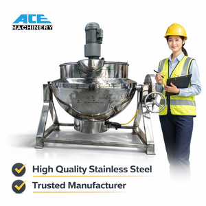 หม้อตุ๋นไอน้ำขนาด 100 ลิตร 300 ลิตร 500 ลิตร  หม้อสแตนเลสแบบมีแจ็คเก็ต หม้อหุงต้มไฟฟ้าอุตสาหกรรมพร้อมเครื่องกวน - Product Image 6