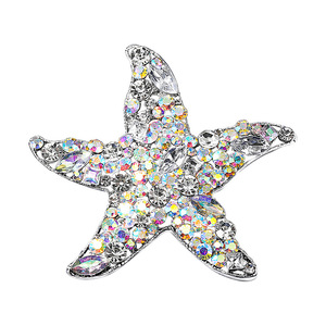 Aleación Europea Pave diamantes completos cristal estrella de mar broche Pin moda estrella de mar broche para mujer - Product Image 5
