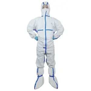 Venta al por mayor mono desechable blanco personalizado ropa de trabajo protección química tipo 456 ropa de seguridad mono