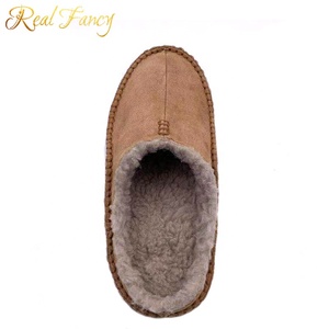 Pantoufles d'intérieur en daim pour hommes, 2019, pantoufles de luxe de haute qualité en <span class=keywords><strong>fourrure</strong></span> d'agneau, de vache, mode d'hiver - Product Image 5