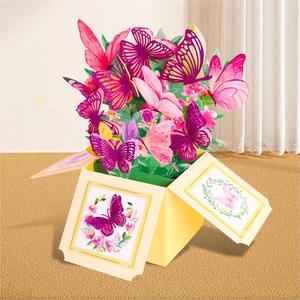 Nouvelle conception de carte de vœux en papier 3D avec motif floral, impression UV et estampage or, à faire soi-même pour la fête des mères - Product Image 1