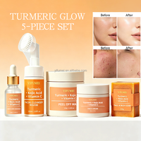 Lot de 5 Soins Bio au Curcuma : Kit Complet Lavant, Sérum, Crème, Masque – Anti-Acné, Éclaircissant, Hydratant