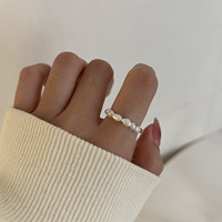 Bijoux géométriques en or 18 carats à la mode, bague en perles avec cordon élastique réglable pour femmes