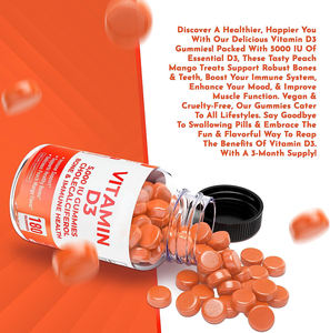 Oem/Odm/Obm Suikervrije Natuurlijke Vitamine D3 5000iu Gummies Energie-Stemming En Botgewricht Voedingssupplement Voor Volwassenen En Kinderen - Product Image 4