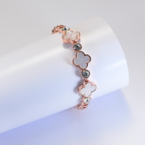 Elegant Rose Gold Lucky Charm <b>Bracelet</b> with Mother-of-Pearl CZ Accent Daily Stacking Gift - Product Image 2