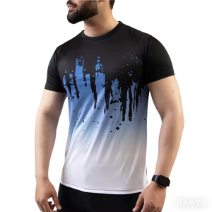 High Quality Knitted Sporty Sublimation T-Shirt Custom Print Logo Men's Short Sleeve Polyester Spandex Running Sports Gym Bulk