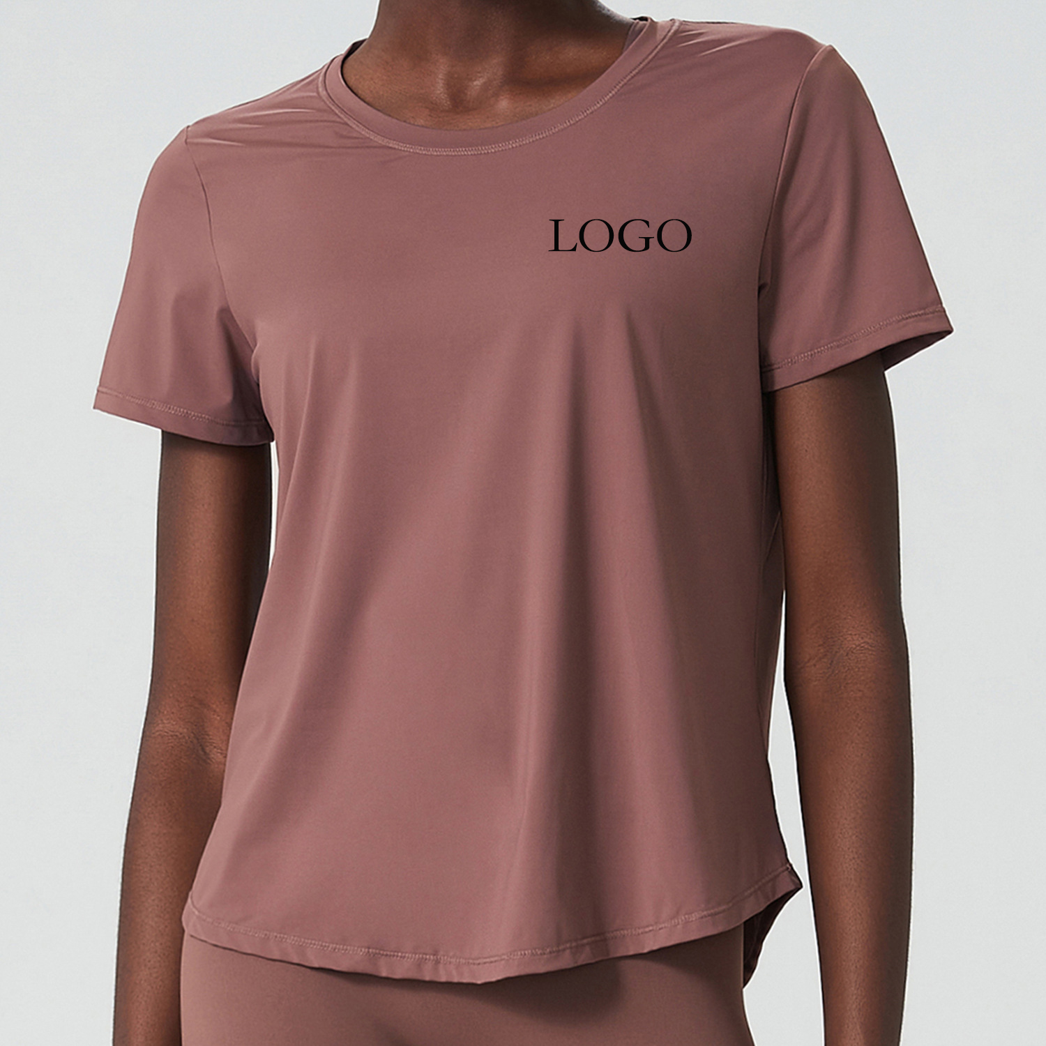 Women's Breathable Quick-Drying Yoga Top Comfortable Outdoor Fitness Sports Running T-Shirt with Customized Logo