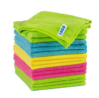 Customized Logo Microfiber Warp Knitted Super Absorbent Quick-Dry Car & Kitchen Cleaning Towel