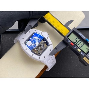 Reloj de pulsera de caucho con esfera de esqueleto de alta calidad, correa de caucho blanca, movimiento y caja de cerámica. - Product Image 1