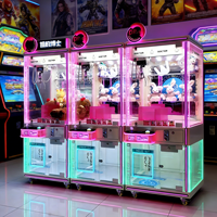 Machine à griffes avec compartiment de rangement supérieur, néon cyberpunk, lumière LED cool, machine à griffes d'arcade pour centre commercial/divertissement, course de machines à griffes