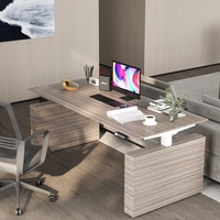 Bureau d'angle électrique moderne et durable en forme de L avec hauteur réglable pour espaces de travail collaboratifs