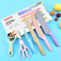 Ensemble de couteaux de cuisine en acier inoxydable 6 pièces avec ciseaux et éplucheur - Accessoires de cuisine écologiques - Vente chaude 2023