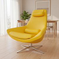 Fauteuil simple nordique Biaoguan, moderne, en tissu, avec pieds en métal, fauteuil inclinable de détente, accoudoirs bas et souples, structure en bois massif, pour salon