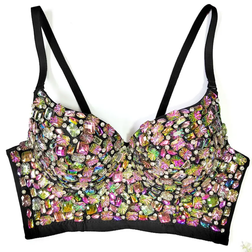 Handgemachte Glitter Candy Strass Diamant Perlen 3/4 Tasse Damen BH Corsage Bustier Party Korsett Tops Herstellung von Zubehör mit Edelsteinen