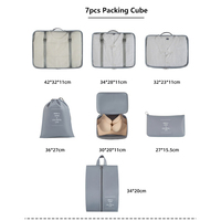 Ensemble de 7 sacs de rangement de voyage avec cordon de serrage, cubes d'emballage pour vêtements, organisateurs de bagages légers, design personnalisé