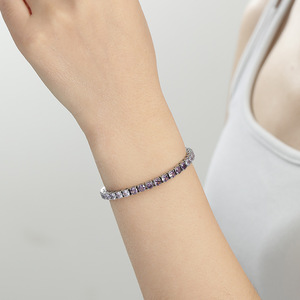 Brazaletes CZ Steel Iced Out Zirconia Cubic Chain 4mm 5mm Moda 18K Chapado en oro Moissanite Jewelry Cut Tennis Bracelet para <span class=keywords><strong>mujer</strong></span> - Product Image 3