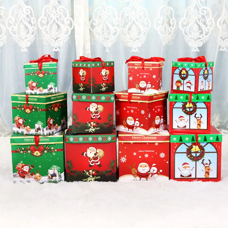 2021 New Style Christmas 3 pcs in 1 set Apple Gift Ball Box Color Printing Candy Biscuit Color Empty Boxes For Christmas Gifts