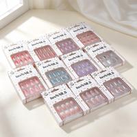 Vente en gros de faux ongles personnalisés à étiquette privée, 24 pièces assorties, ombré, paillettes, chrome, brillants