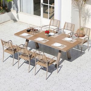 Juegos de jardín de madera de teca para Villa, muebles de exterior, juego de sillas y mesa de comedor para jardín - Product Image 4