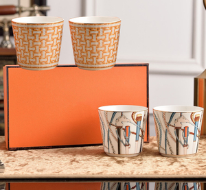 High End Bone China Coffee Cup Afternoon <b>Tea</b> Cup Classic Mosaic Breakfast Milk Cup <b>Gift</b> Box <b>Set</b> - Product Image 2