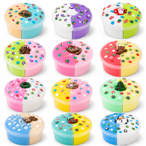 Kit de Slime Esponjoso de Dos Tonos para Niños - 12 Estilos Bicolor con Adornos Lindos, Elástico, No Tóxico y Divertido Set de Juego DIY - Product Image 5