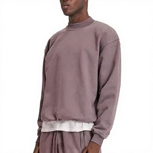 Sweat-shirt col rond pour homme, manches longues, coupe ajustée, 100 % coton respirant, haut de survêtement décontracté d'hiver, anti-boulochage sur le devant - Product Image 2
