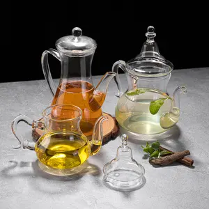 JINGHUANG OEMM/ODM Aramoro 'China Factory Wholesale Clear Handmade Glass Bloom Teapot With Glass Infuser
