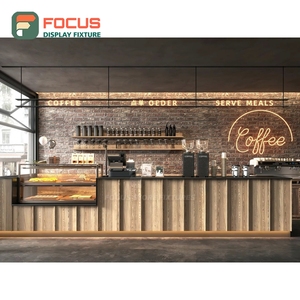 High Capacity Coffee Merchandise Display Rack Oak Grain Finish Coffee Bean Display Area Coffee <b>Bar</b> Display Rack - Product Image 4