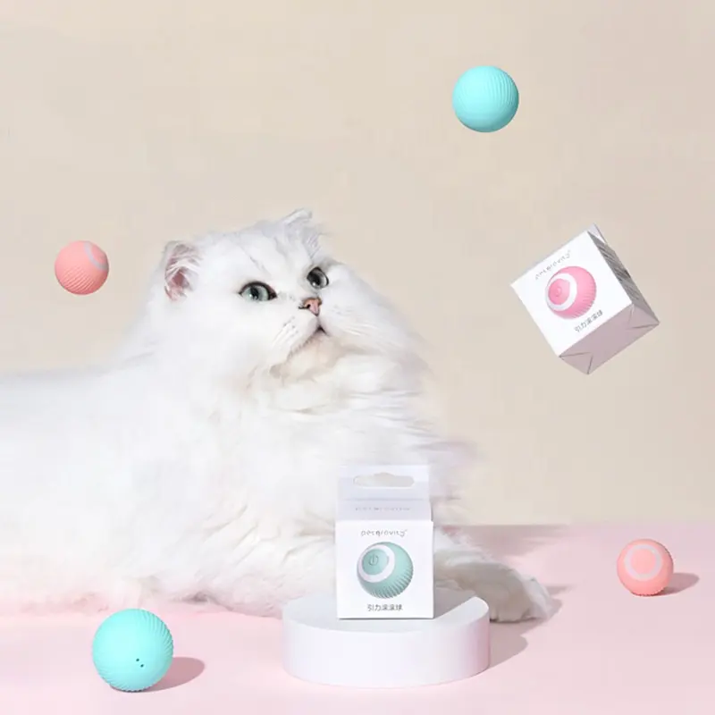 New Smart Electric Cat Ball Interactive Cat Toy ABS Silicone Material Sound Ball Auto Rotating Ball Cat Toy