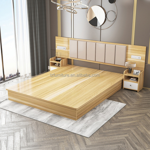 Affordable <b>Platform</b> Hotel <b>Bed</b> for 3-Star Hotel Bedroom Furniture Economy Wooden <b>Bed</b> <b>Frame</b> with Matching Nightstands & Headboard - Product Image 2