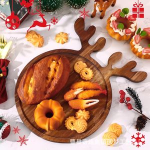 Plateau de Noël en bois, plateau à fruits en forme de renne avec ambiance festive, plateau à collations en bois massif - Product Image 1