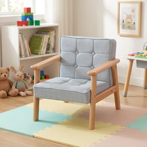 Sillón <span class=keywords><strong>Infantil</strong></span> de Madera Maciza, Duradero, Ecológico y Seguro, Mini Cojín de Cuero PU, Sofá para Niños, Silla <span class=keywords><strong>Reclinable</strong></span> para Niños - Product Image 3