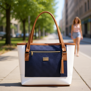 Sac fourre-tout bleu marine pour femme Fana Lala, en cuir PU, grande capacité, forme carrée, sac de shopping d'été - Product Image 2