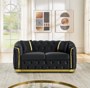 Mid for Modern Chesterfield <b>Sofa</b> Set Luxury Velvet Tufted Stainless Steel <b>Frame</b> 2 Pillows for Hotel & Villa Living Room - Product Image 1