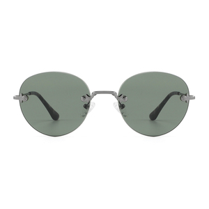 Gafas de Sol Ovaladas de Montura Completa, Marco Metálico, Lentes Verdes, Protección UV400, Unisex, Estilo Retro para Actividades al Aire Libre - Product Image 1