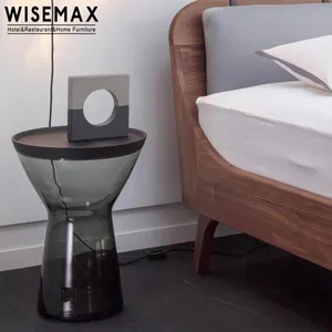 Wisemax Đồ Nội Thất Đơn Giản Chất Lượng Tốt Trung Tâm Góc Bảng Đồ Nội Thất Nhà Rắn Gỗ Thủy Tinh Vòng Bàn Cà Phê Cho Phòng Khách