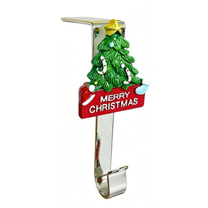 Gancho metálico para puerta con forma de árbol de Navidad y letrero de Feliz Navidad, gancho decorativo para fiestas y reuniones familiares - Product Image 1