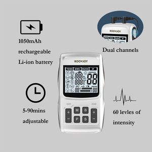Dispositivo TENS EMS MASS de Doble Canal 3 en 1 - 0-60 Niveles de Intensidad, Almohadillas de 50*50mm, Funciona con Batería, Alivio del Dolor, Cómodo - Product Image 5