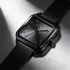 Montre à quartz pour homme SABR, montre-bracelet de mode, chiffres arabes, montre à quartz pour homme, sport décontracté, boîtier en alliage, bracelet en acier - Product Image 1