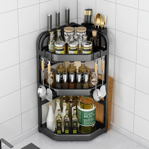 Wholesale <b>Kitchen</b> Muti-Layer Metal Non-Folding <b>Shelf</b> Countertop Corner Triangle Seasoning Rack Knife Holder - Product Image 1
